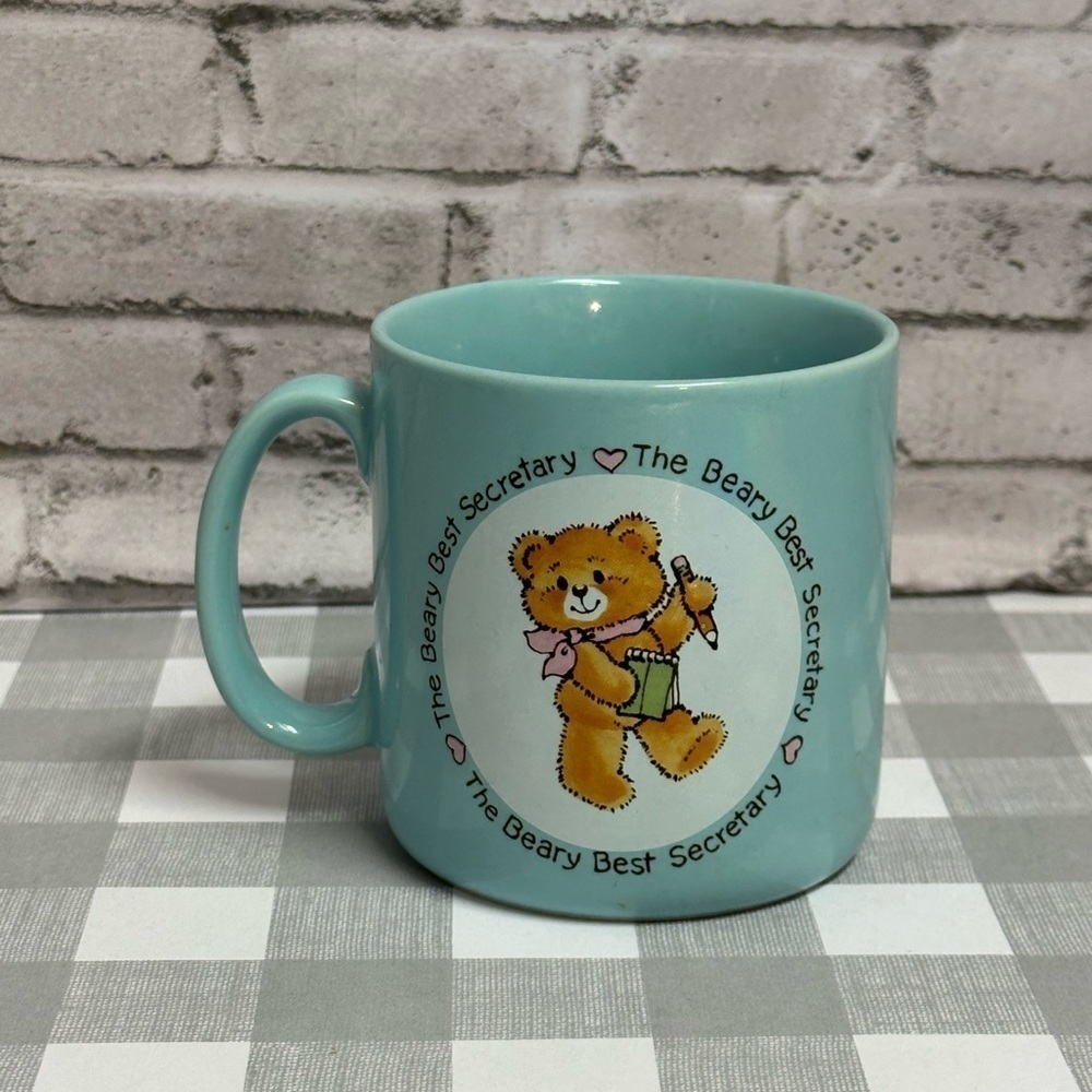 Mug Vintage 1985 Applause Beary Best Secretary Blue Coffee Teacup Mug